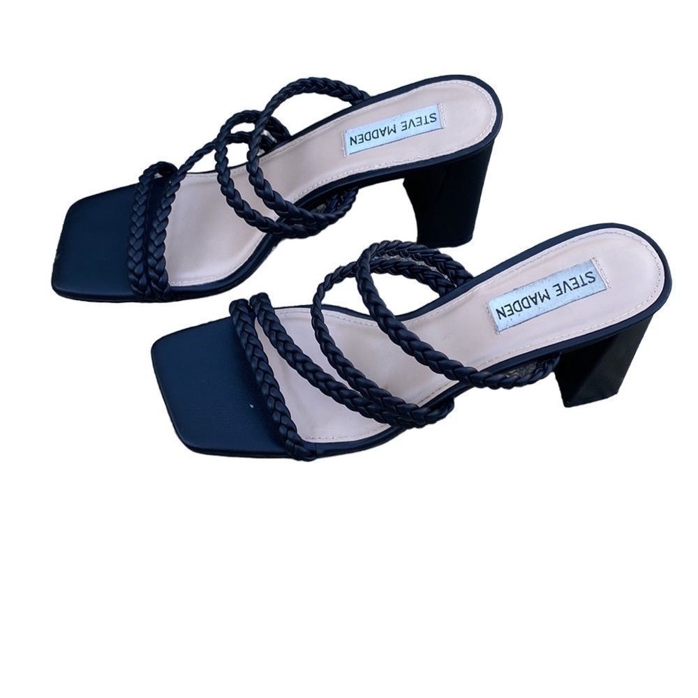 Steve Madden Black Braided Strap Sandals